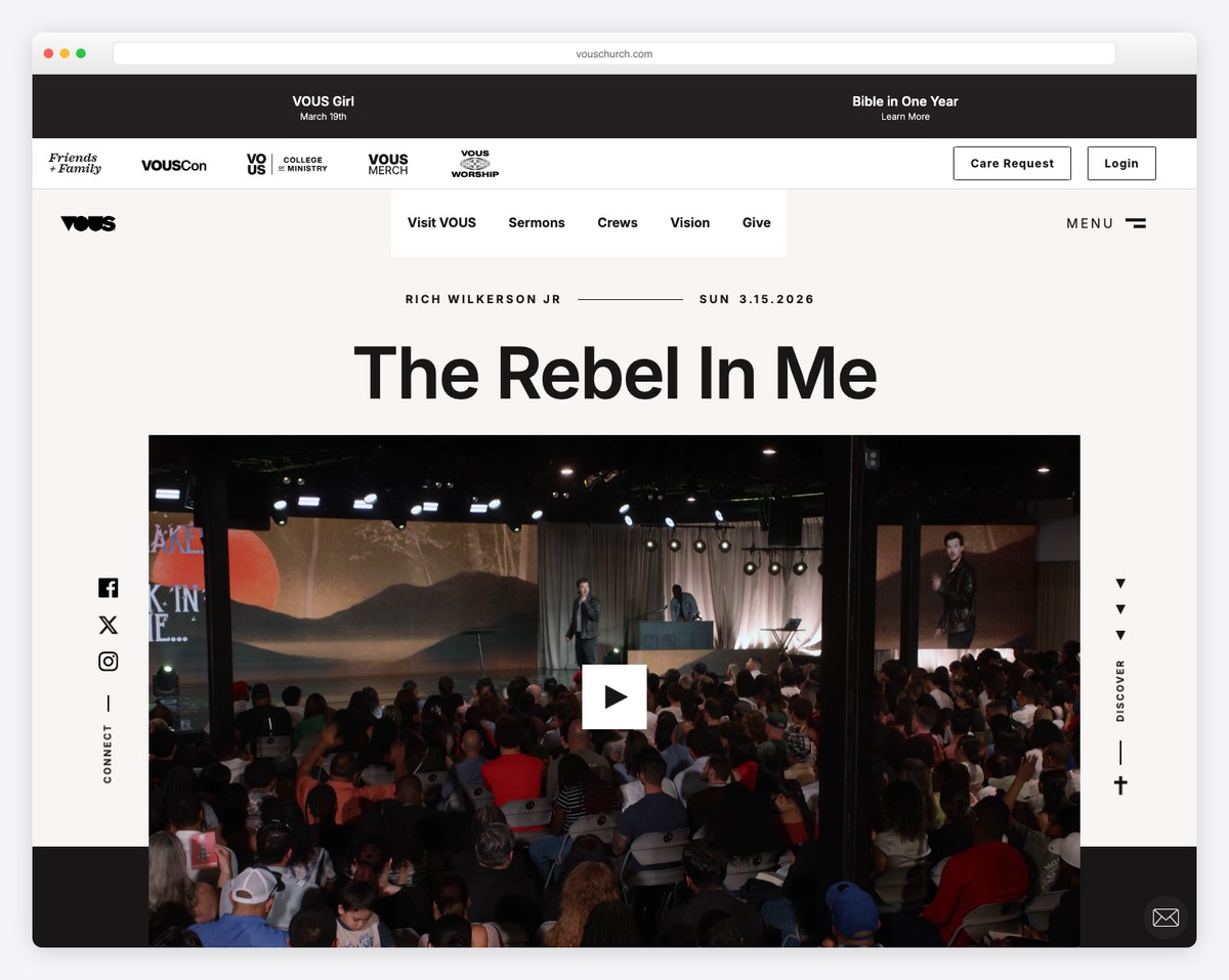 Vous Church church website design