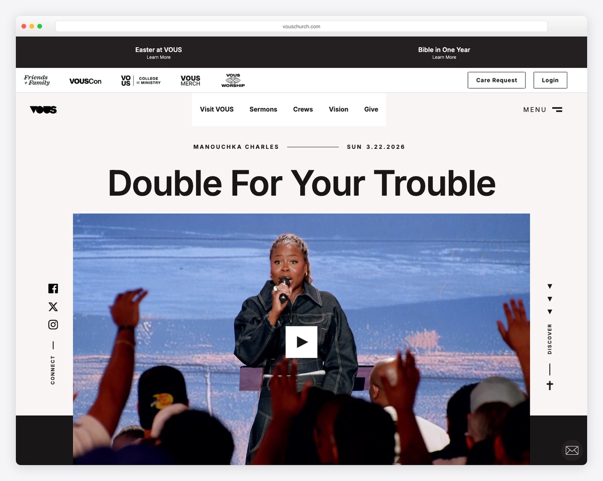 vous church example screenshot