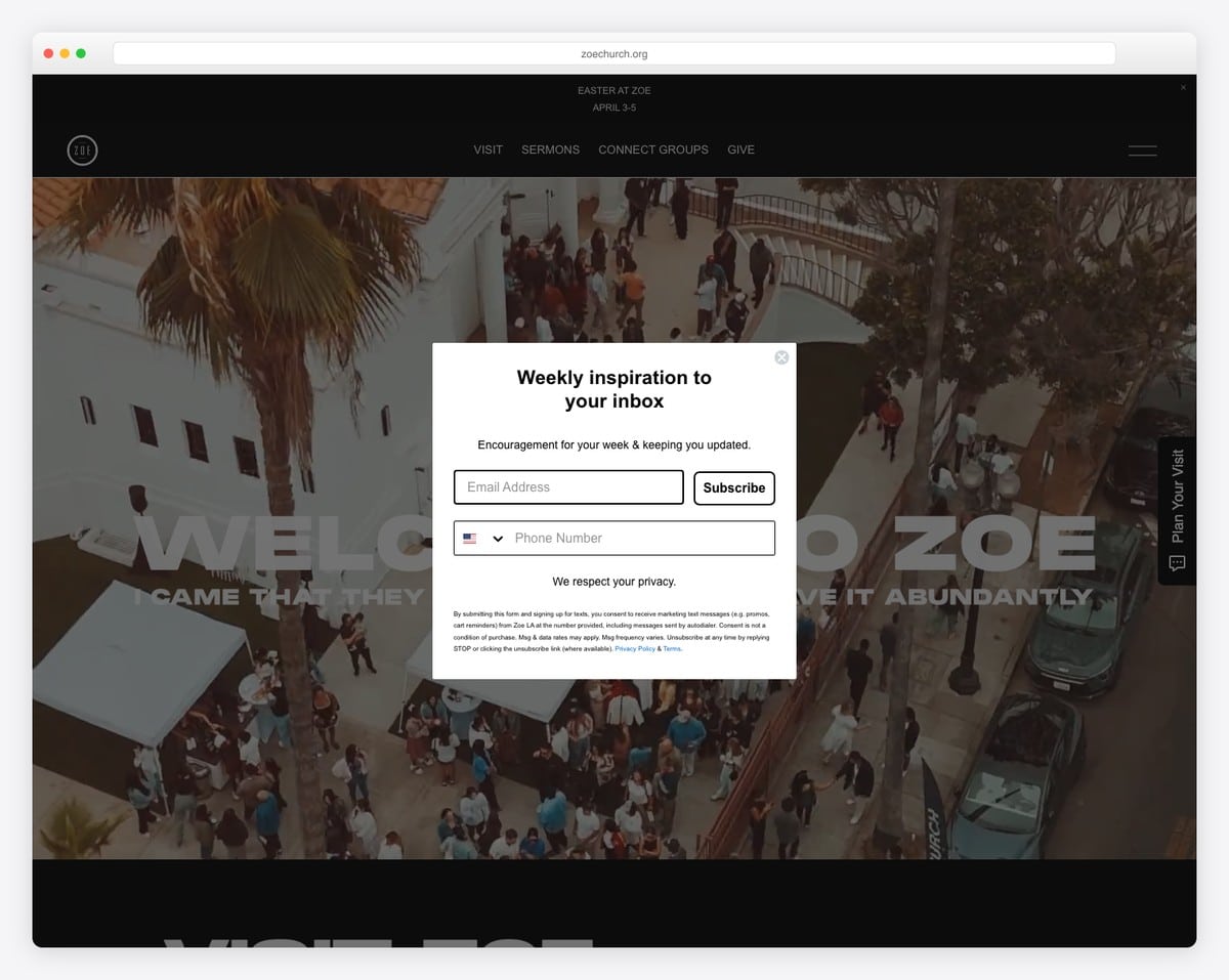 Zoe Church church website design