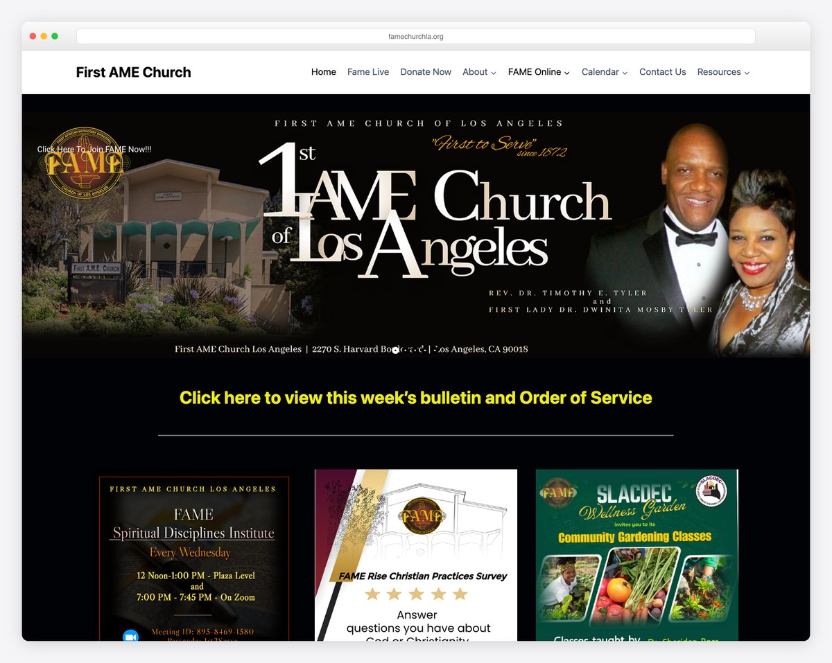 First AME Church FAME Los Angeles website