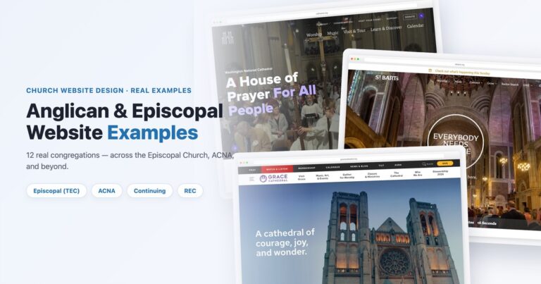 Anglican and Episcopal church website examples across TEC, ACNA, Continuing Anglican and REC