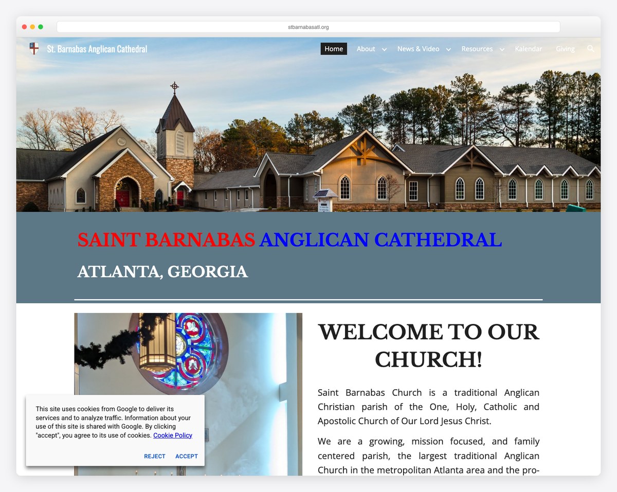 St. Barnabas Anglican Cathedral Atlanta website (Continuing Anglican, APA)