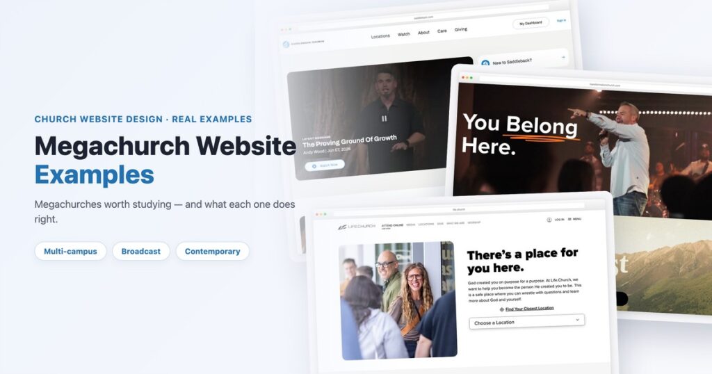 Megachurch website examples
