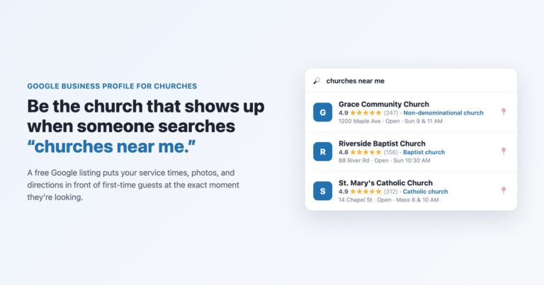 Google Business Profile for churches — local pack illustration