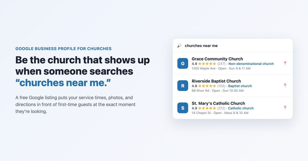 Google Business Profile for churches — local pack illustration