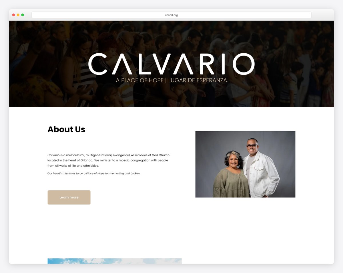 Calvario City Church Orlando bilingual website (Assemblies of God)