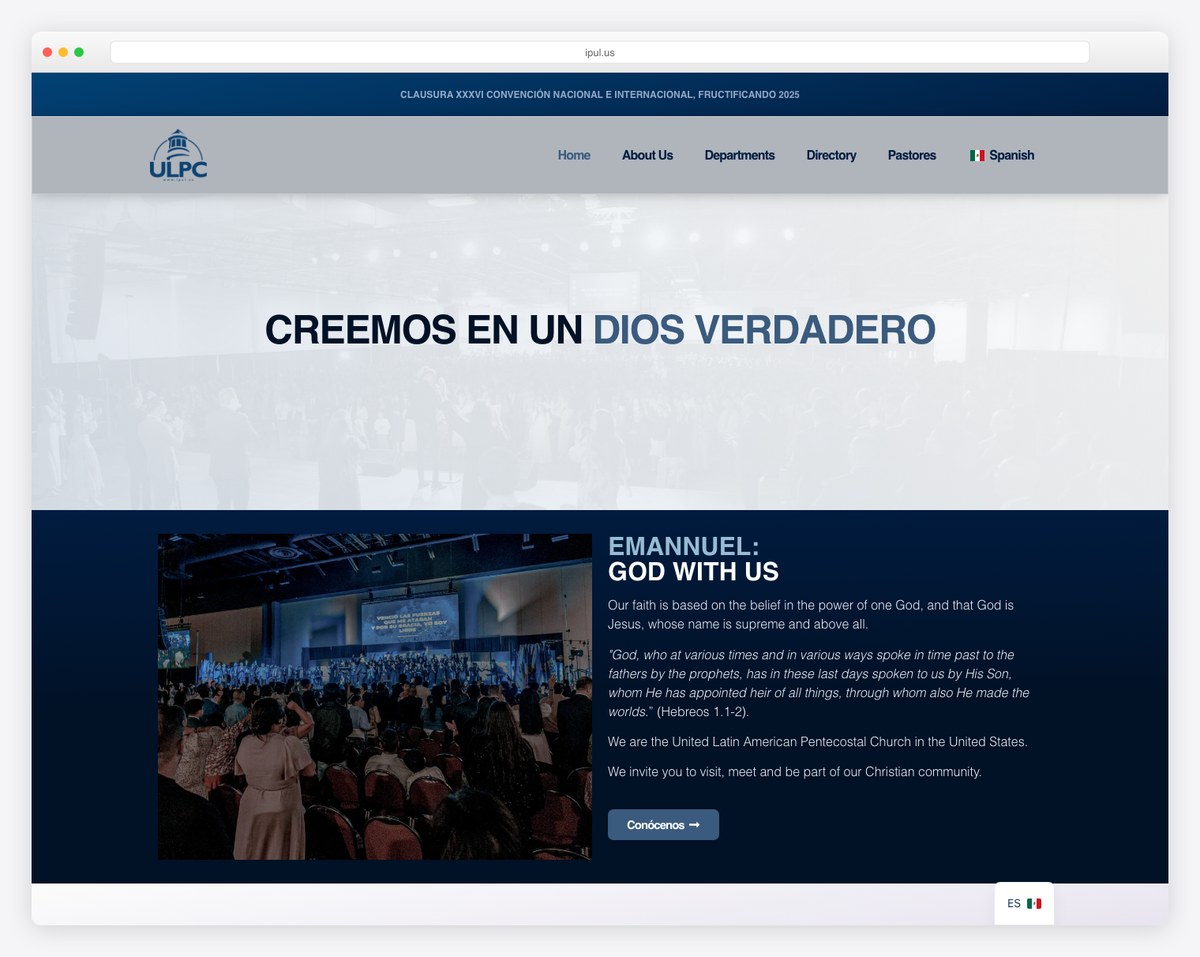 Iglesia Pentecostal Unida Latinoamericana USA Spanish-first website