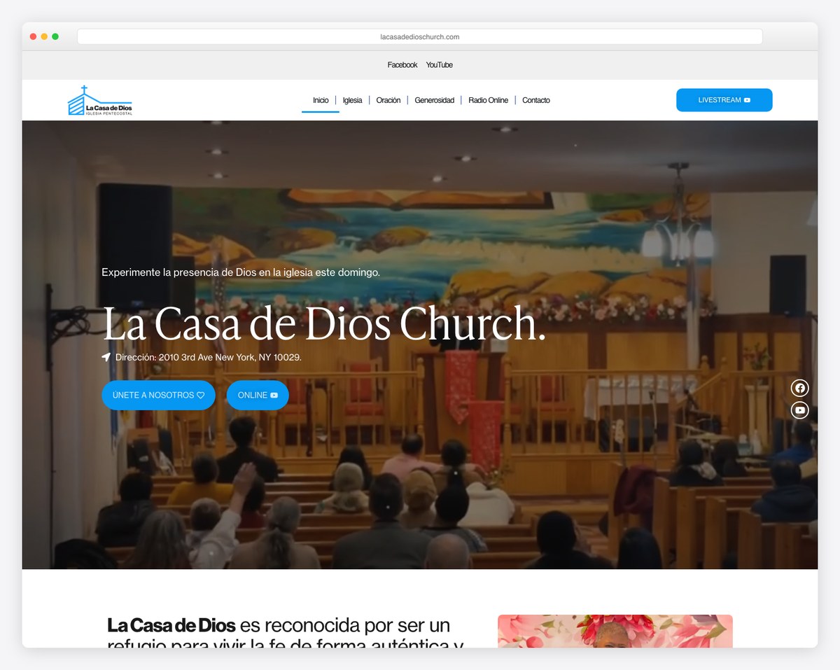 La Casa de Dios Church New York Spanish-first website