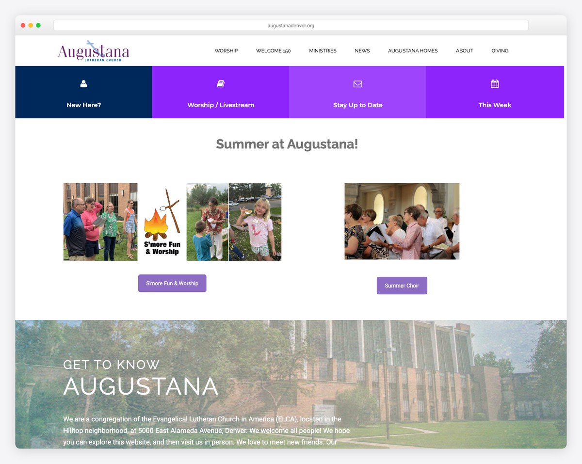 Augustana Lutheran Church Denver website (ELCA)