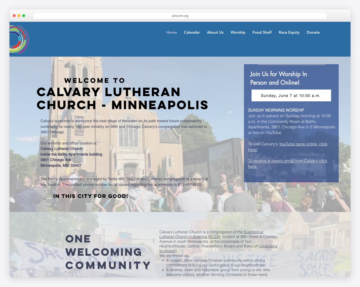 Calvary Lutheran Church Minneapolis website (ELCA)