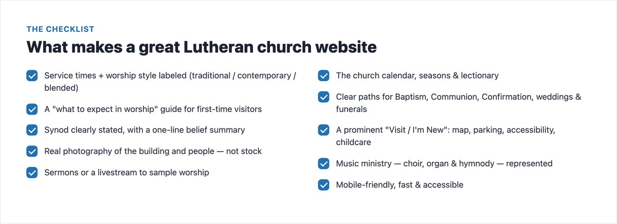Checklist: what makes a great Lutheran church website