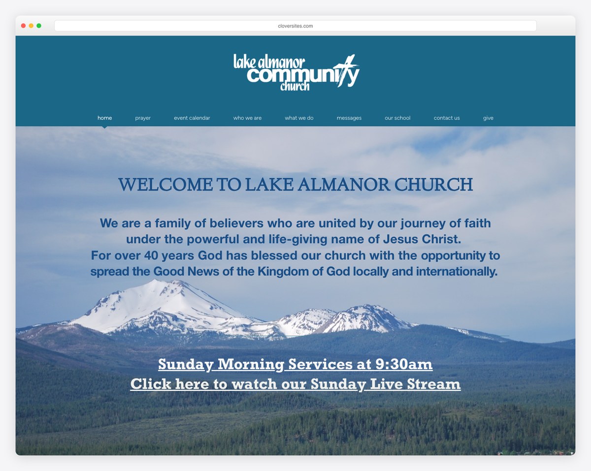 Lake Almanor Community Church built on Clover Sites screenshot