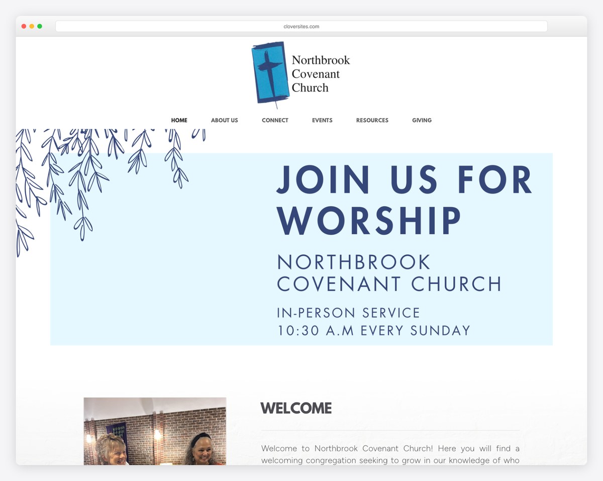 Northbrook Covenant Church built on Clover Sites screenshot
