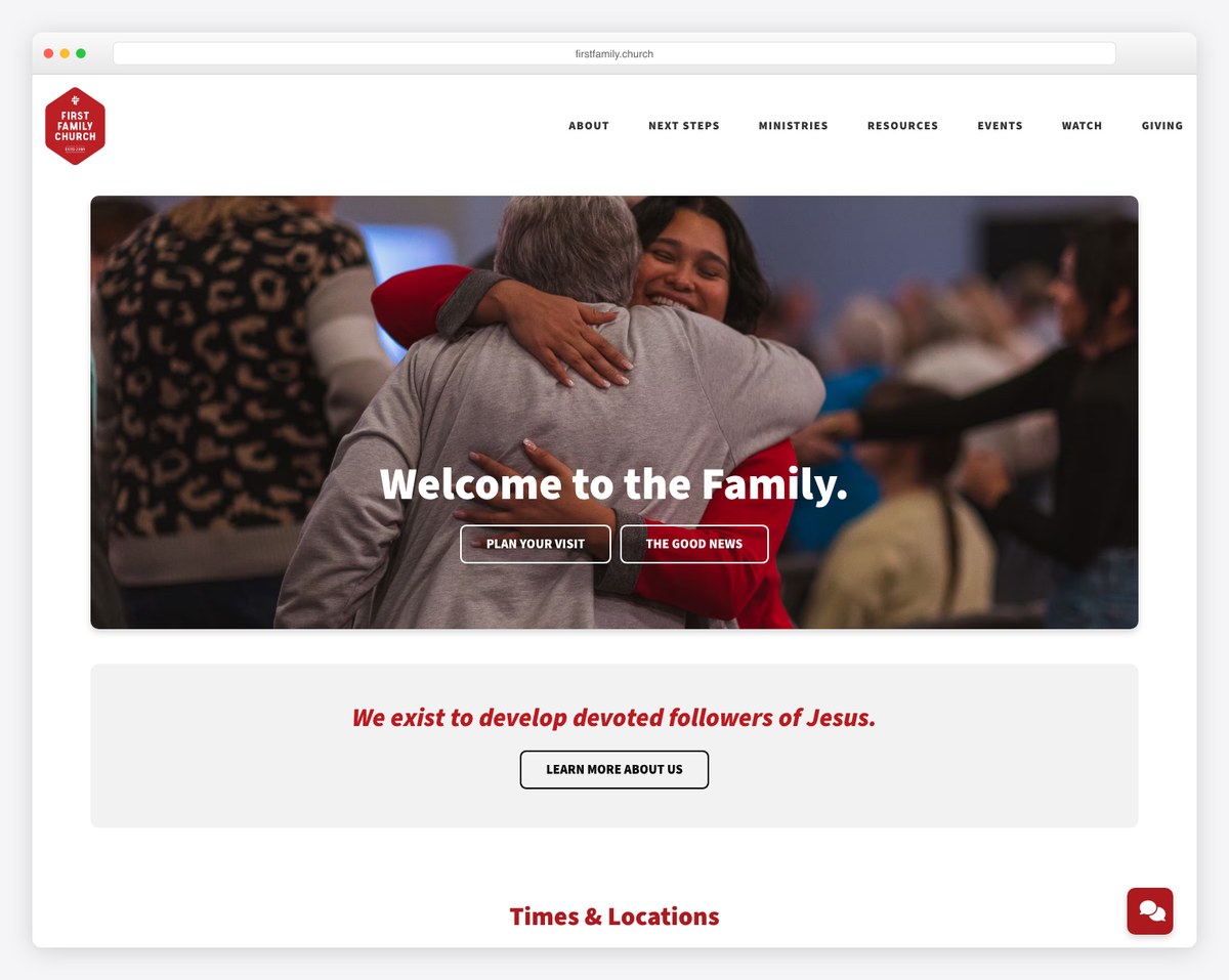 First Family Church website built on The Church Co screenshot