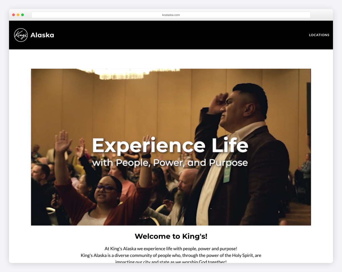 Kings Chapel Alaska website built on The Church Co screenshot