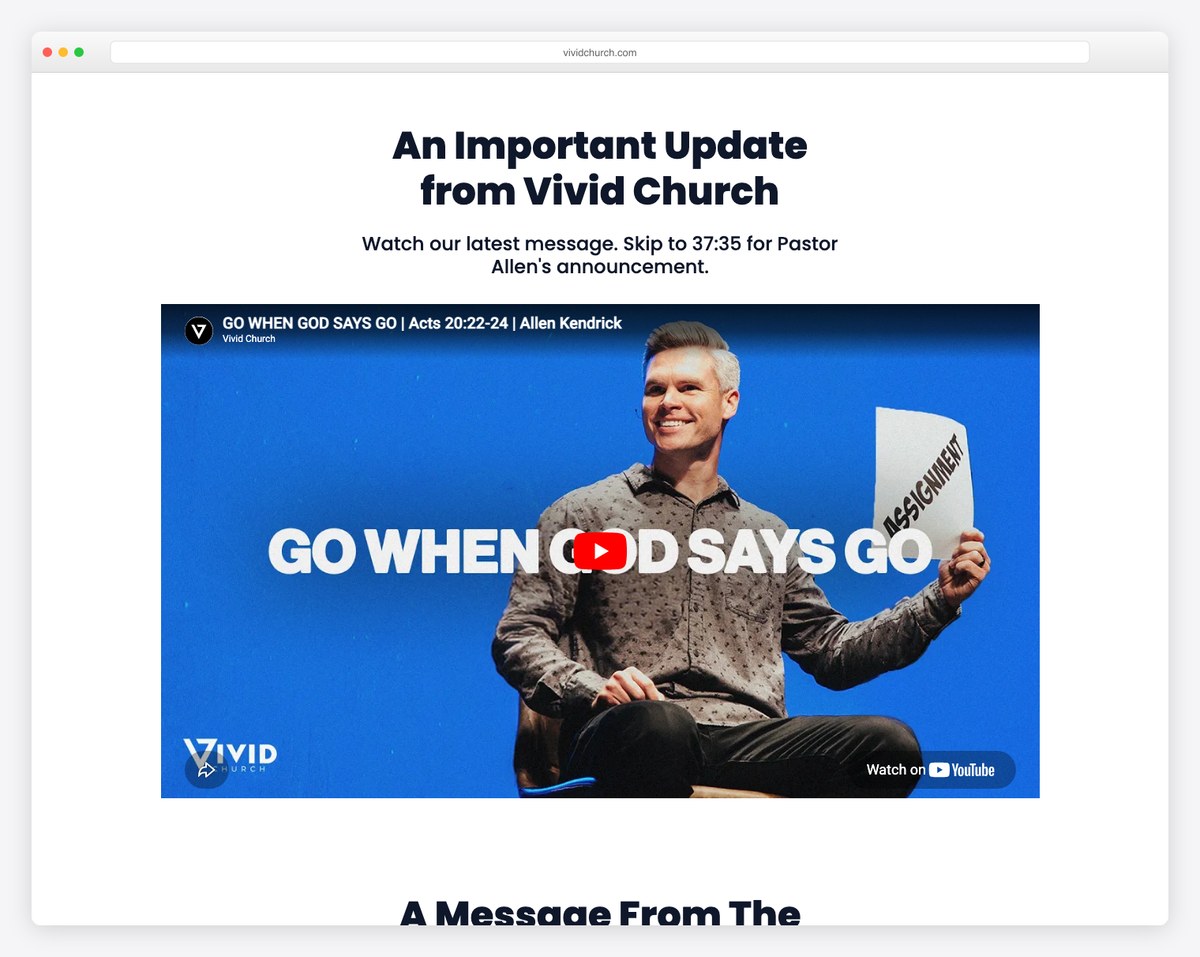 Vivid Church website built on The Church Co screenshot
