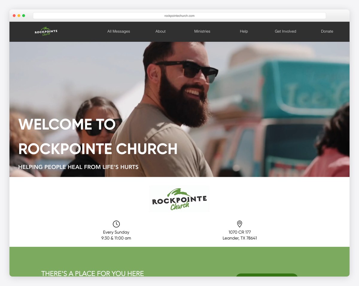 RockPointe Church website built on Wix custom domain screenshot