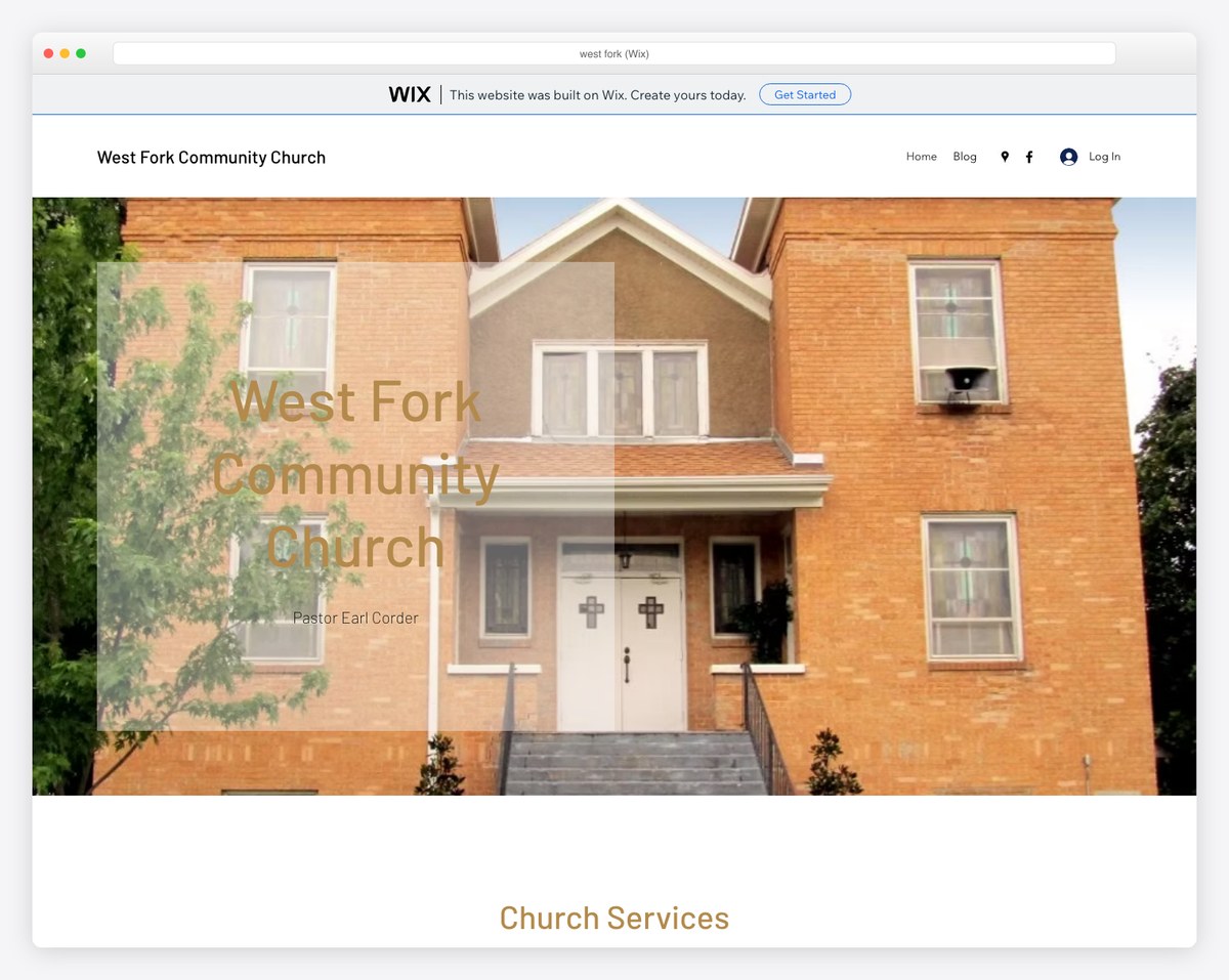West Fork Community Church Wix website screenshot