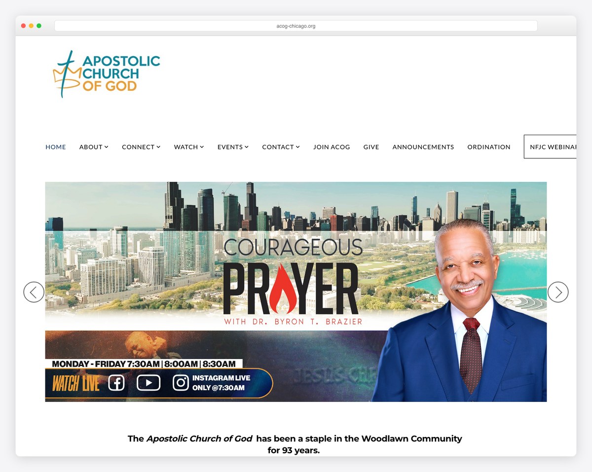 Apostolic Church of God Chicago website (Oneness Apostolic)