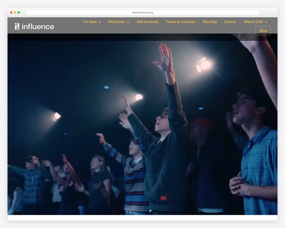 Influence Church Anaheim Hills website (independent charismatic)
