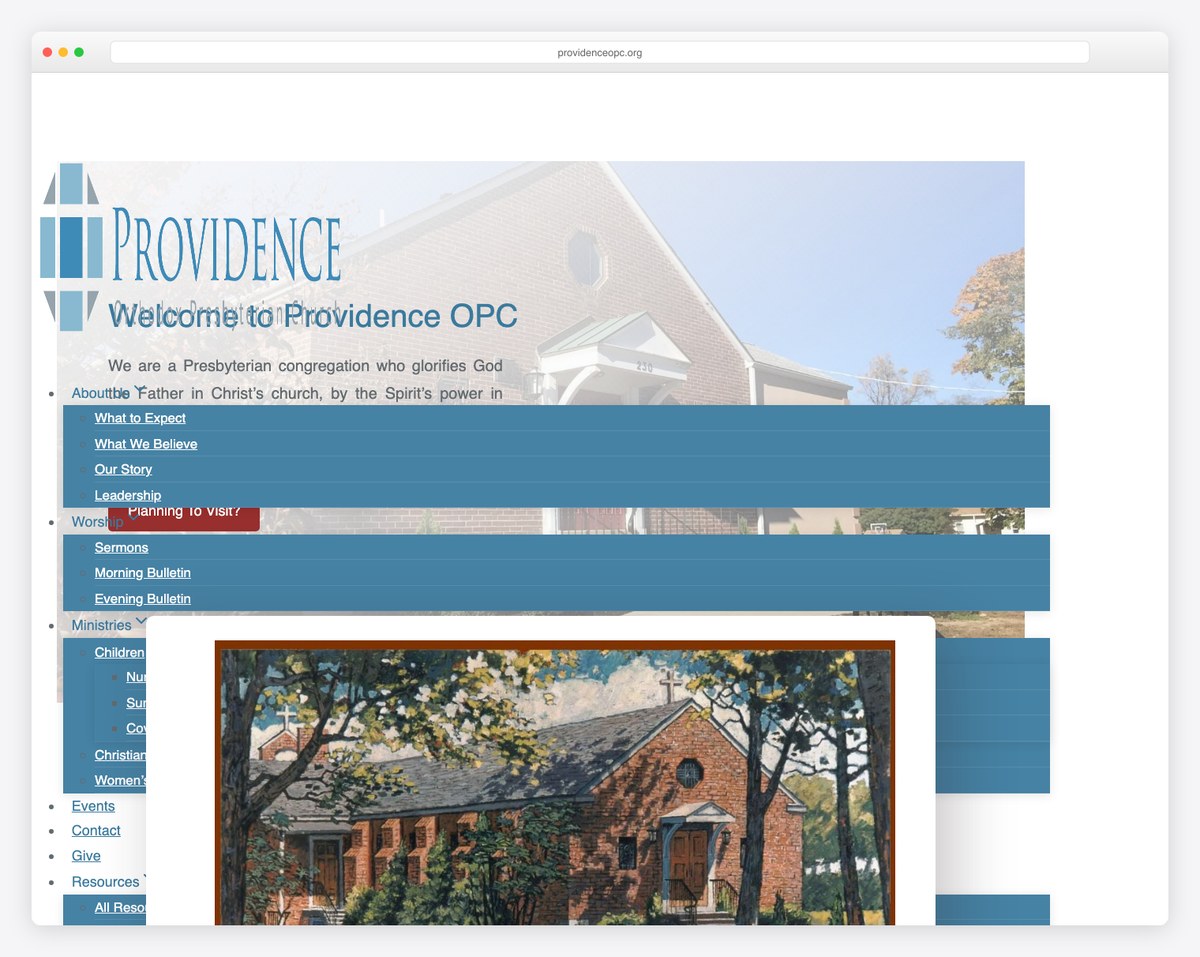 Providence Orthodox Presbyterian Church Austin website (OPC)