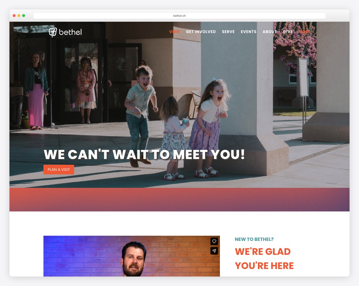 Bethel Church Richland plan your visit page example