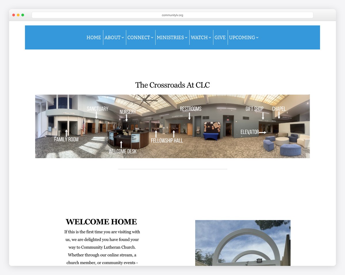 Community Lutheran Church plan your visit page example