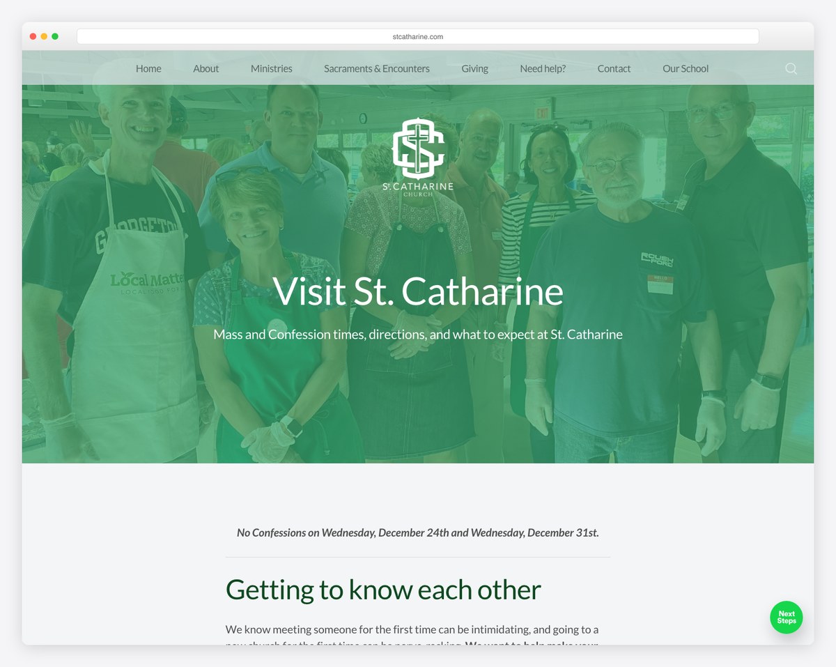 St. Catharine of Siena Catholic Church plan your visit page example