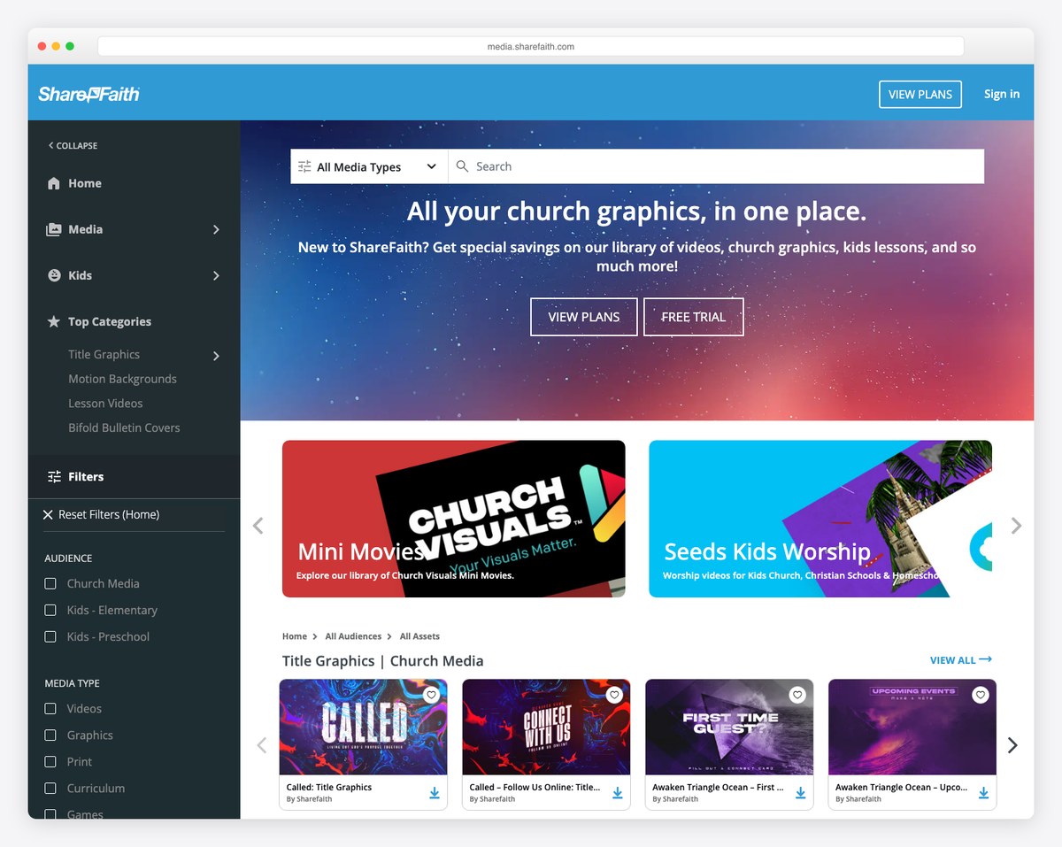 Sharefaith Media church graphics library interface