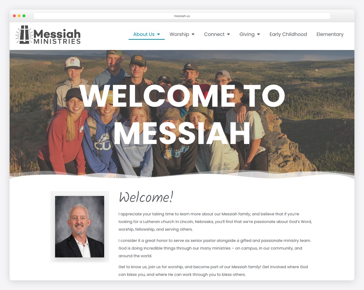 Messiah Ministries church website built on Sharefaith