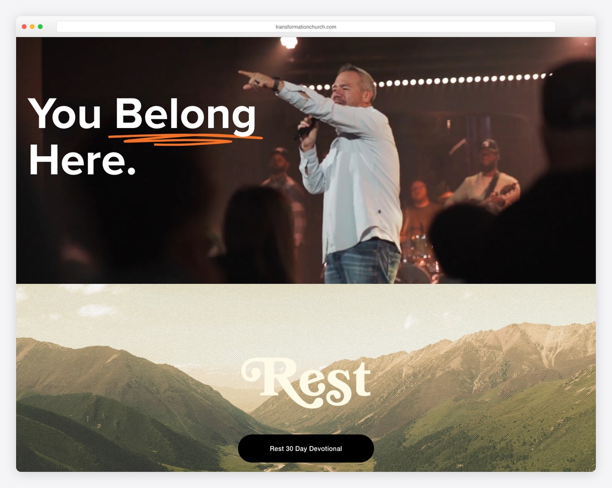 Transformation Church website built on Squarespace