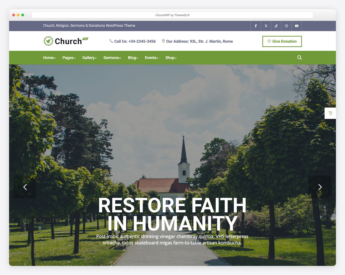 ChurchWP premium church WordPress theme screenshot