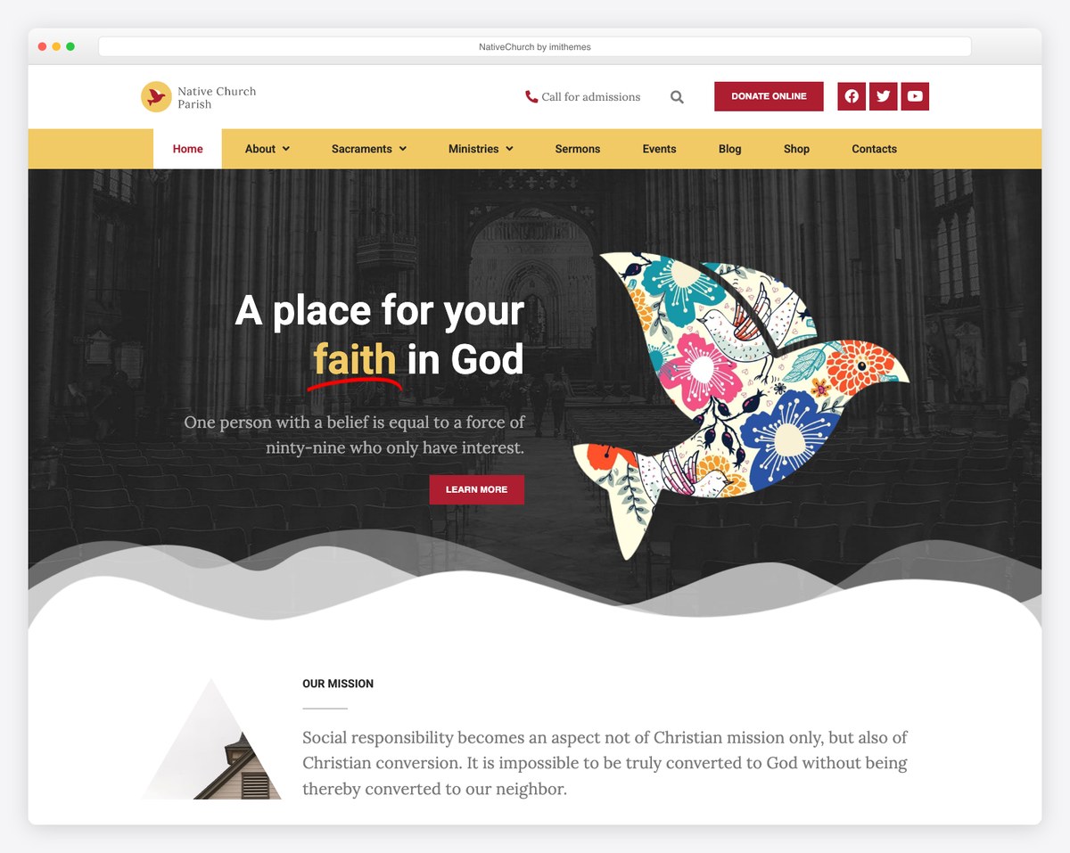 NativeChurch premium church WordPress theme screenshot