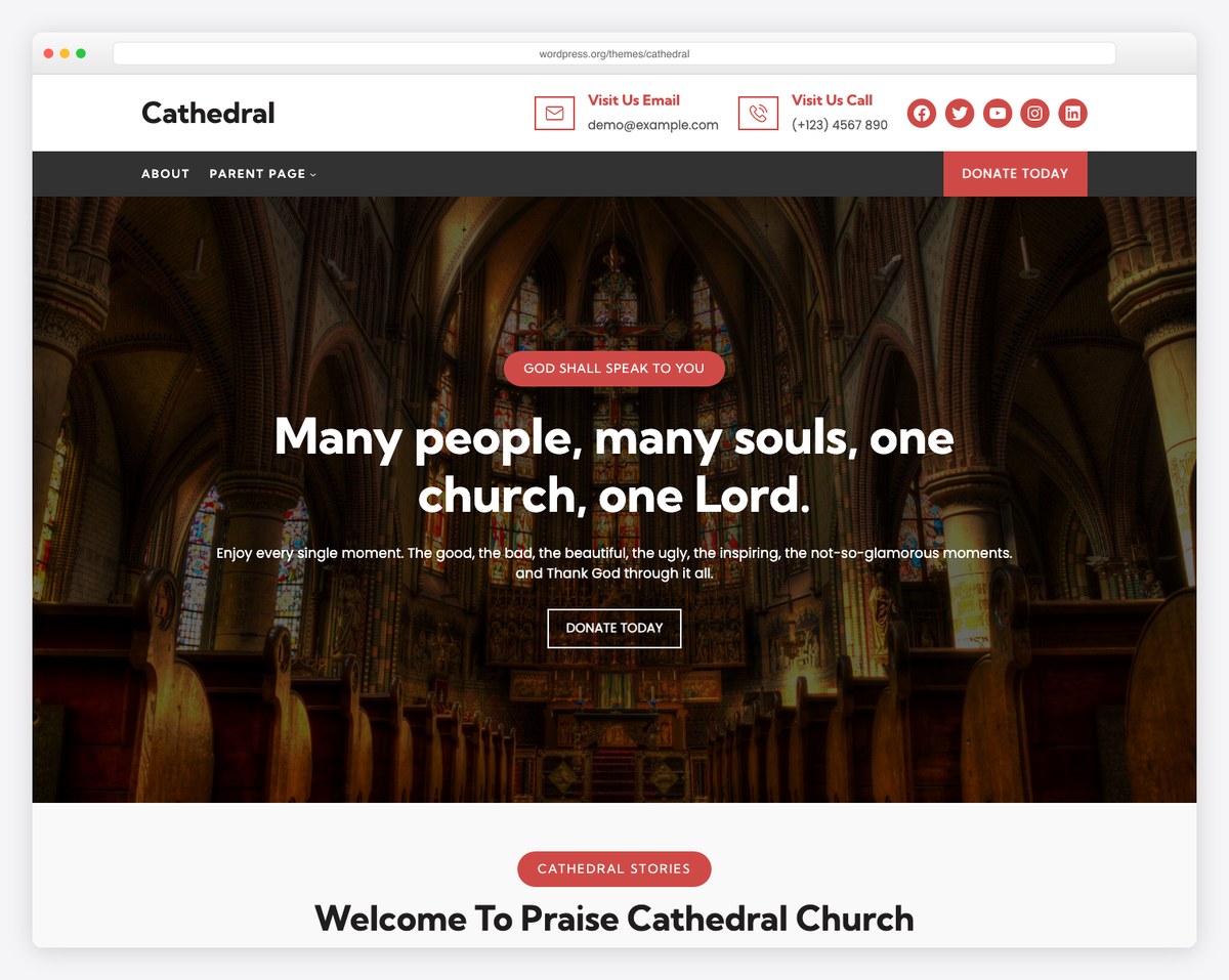 Cathedral free church website template screenshot