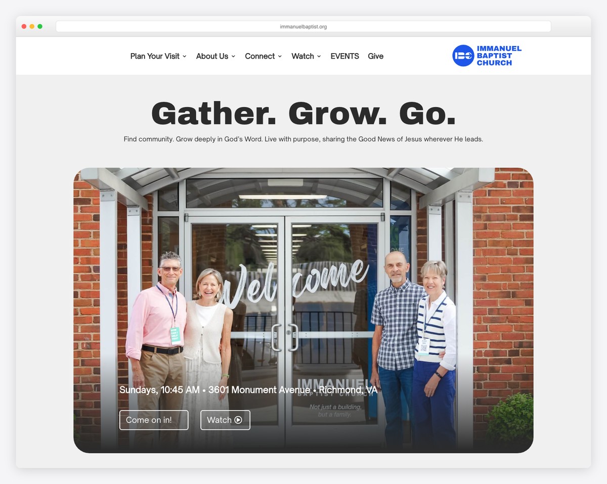 Immanuel Baptist Church — Richmond, VA website screenshot